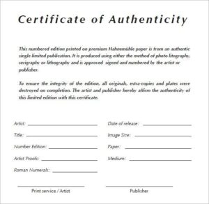 certificate of authenticity   
